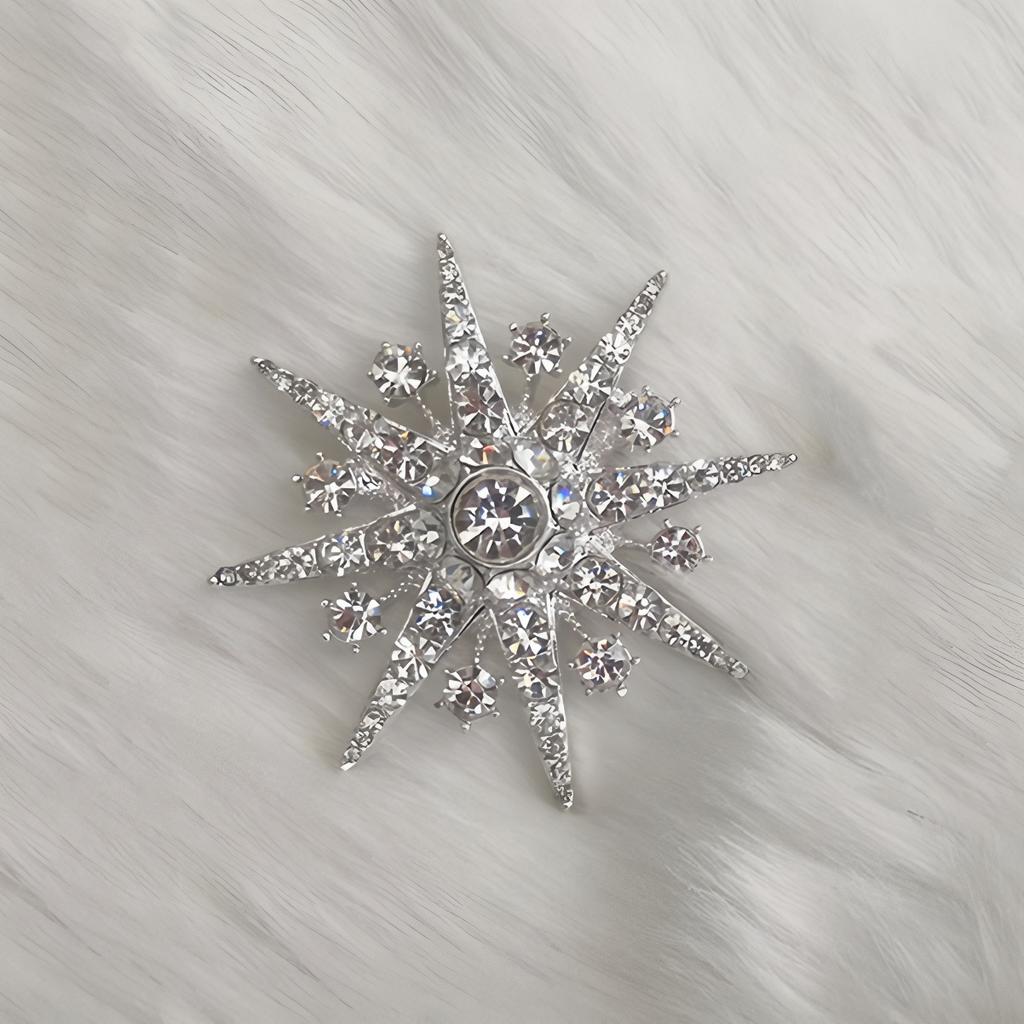 Amash temperament snowflake brooch women's exquisite diamond-encrusted octagram brooch fashion anti-light pin suit accessories