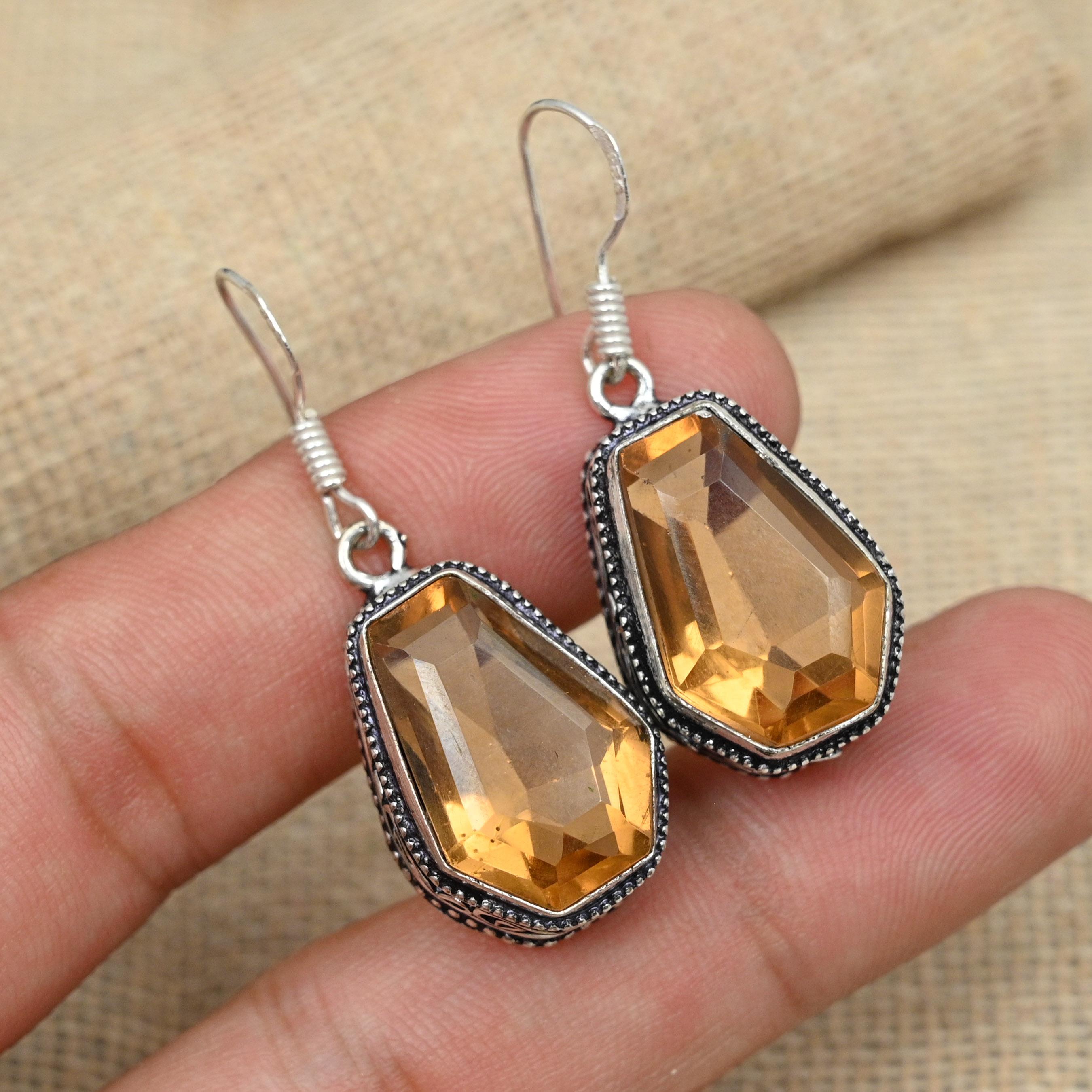 

Ювелирные изделия из морганита, стерлингового серебра 925 пробы, ювелирные изделия ручной работы, серьги в подарок на день рождения 1.57 Inches персиковый