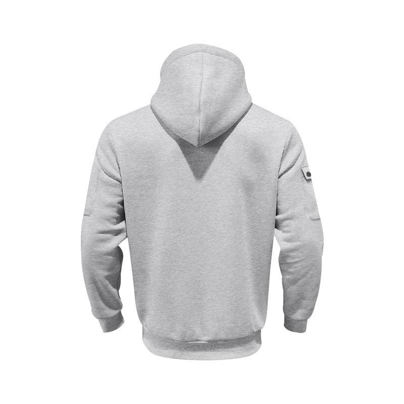 Men's Heavyweight Fleece Zip Up Hooded Cargo Sweatshirt.