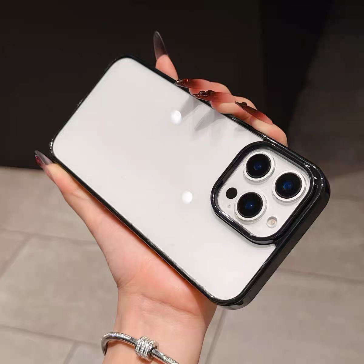 

Clear Acrylic Phone Case with Colorful Bumper, Shockproof Hard PC Back Cover for iPhone iPhone11 чёрный