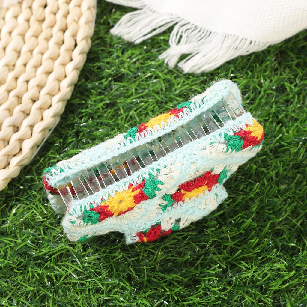 Knitting Hair Claw Girls Women Crochet Handmade Hairpin Fashion Floral Hairpin Crabs Girls Hawaii Bohemia Hair Accessories