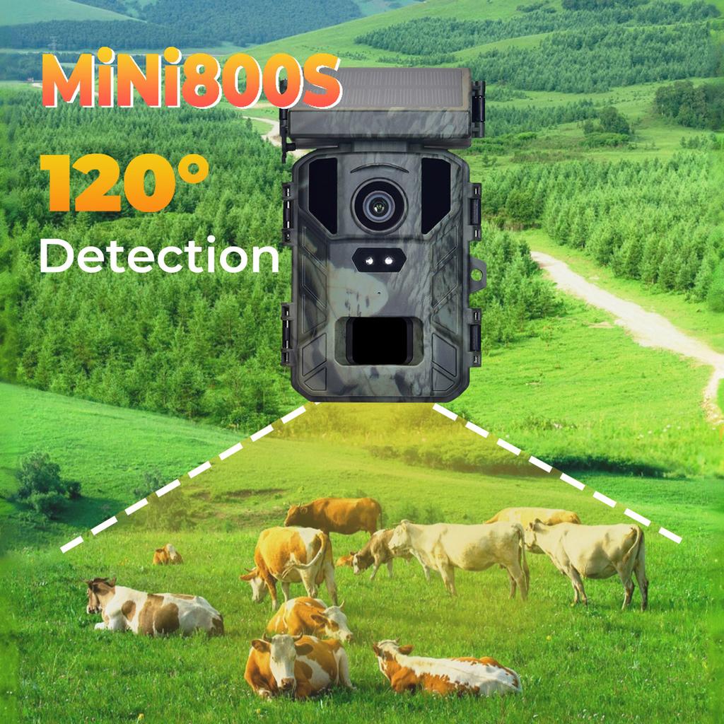 Trail Camera with Solar Panel 50MP 4K High Definition Night Visible 120 degrees  Wide Angle 65ft Detection for Outdoors