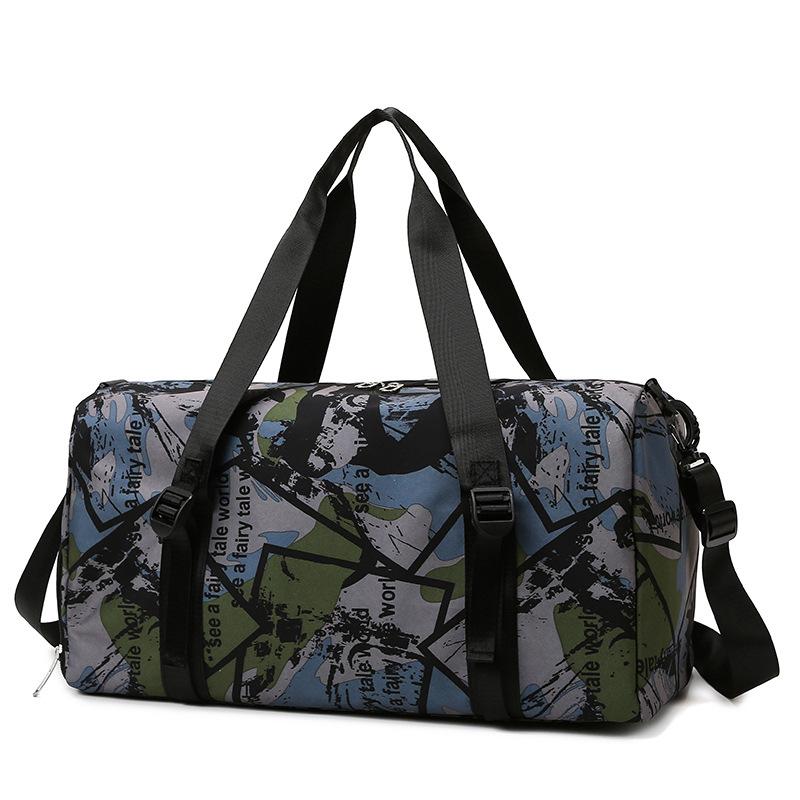 New graffiti sports fitness bag dry and wet separation large capacity travel bag independent shoe compartment fashion storage bag