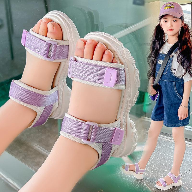 

Students Beach Shoes Open Toes Soft Sole Kids Casual Shoes for Summer 2025 New Boys Girls Sandals Flexible Non-slip Comfortable 26 фіолетовий