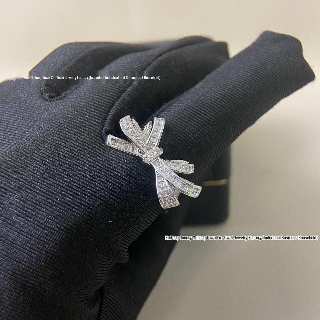 Изысканное женское кольцо Gejia с бриллиантовым бантом и кисточкой Size 6
