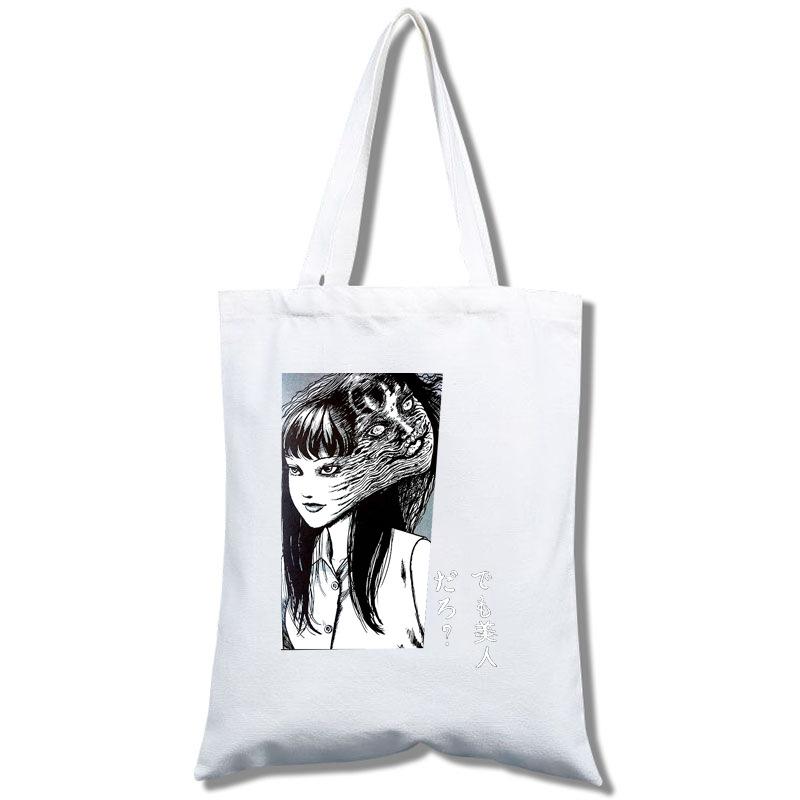 Tomie Junji Ito Bolso Tote Bolsa de Compras Portátil Grande para Mujer Bolso de Hombro Bolsa de Lona
