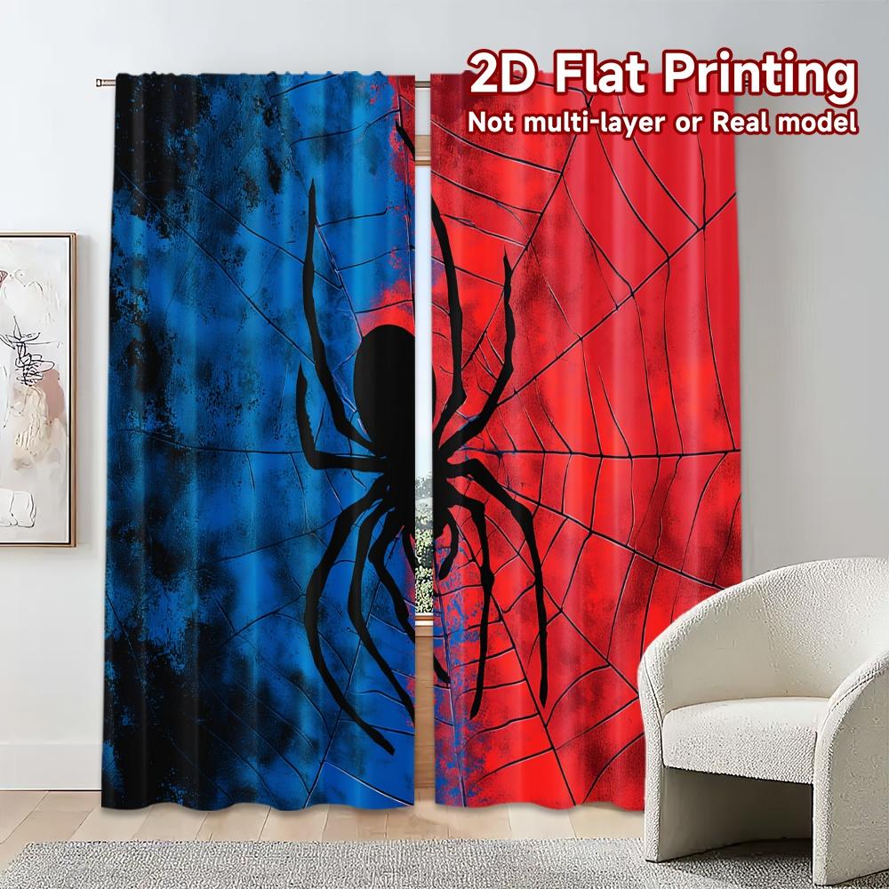 2D Flat Printing,JIT 2pcs, Curtains (Without Rod) DualWeb Arachne Chic Minimalist Curtains Versatile 100% Polyester Curtains