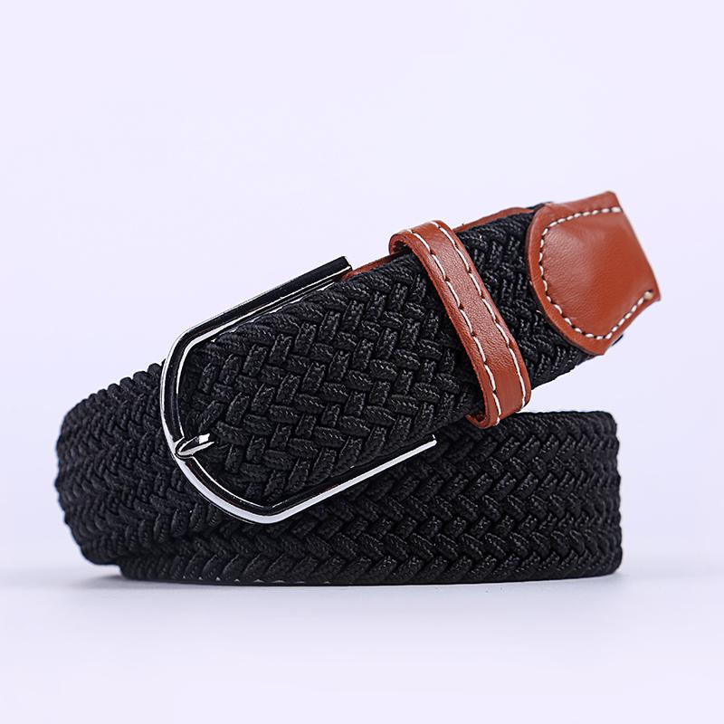 

3.3cmX107cm Unisex Elastic Fabric Woven Casual Belt Pin Buckle Expandable Braided Stretch Canvas Leisure Belts for Men Women FB 107cm чёрный