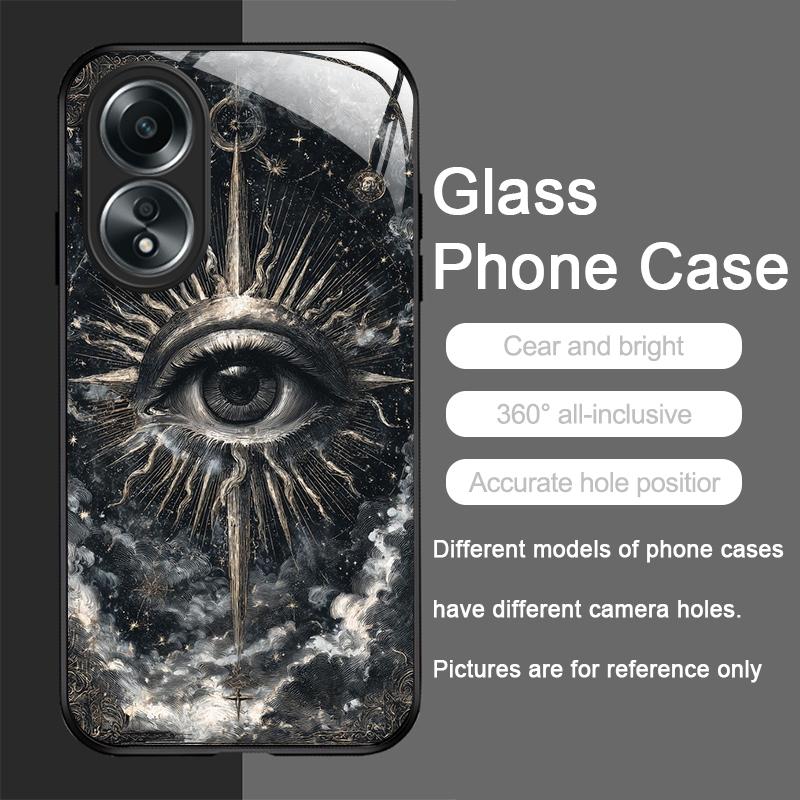 Retro Devil Eye Mysterious Totem Tempered Glass Phone Case for OPPO Realme 13 Pro Plus 12 11 10 9i C55 X7 GT Neo 2 3T Hard Cover