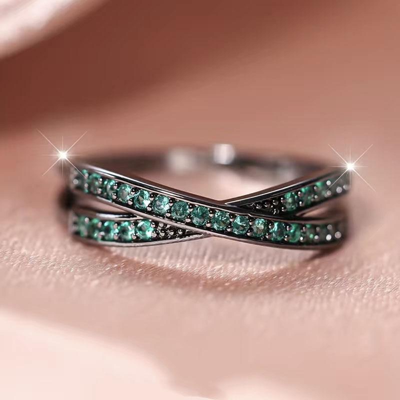 Cross-band diamond ring, shining exquisite, suitable for Independence Day, daily wear, fashionable and versatile