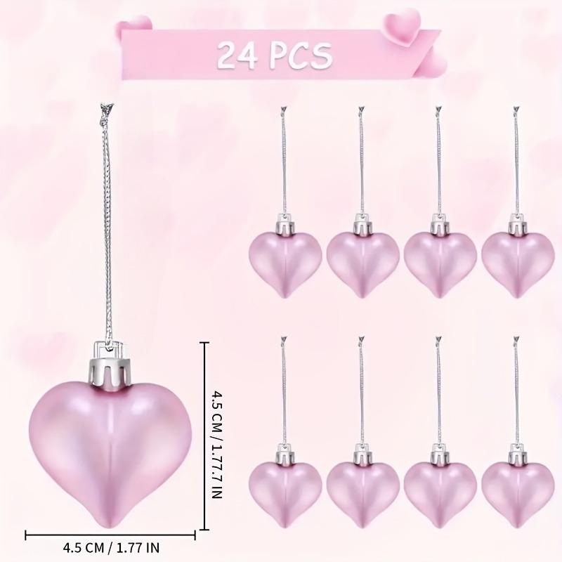 12pcs Valentine's Day Heart Ornaments - 1.77" Electroplated Love Charms for Wedding, Anniversary, Engagement & Family Gatherings