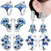 925 Silber Mantarochen Ohrringe Blumenschmuck Pflanzenohrringe Dunkelblauer Iris Anhänger Ohrring Damen Valentinstag Schmuck