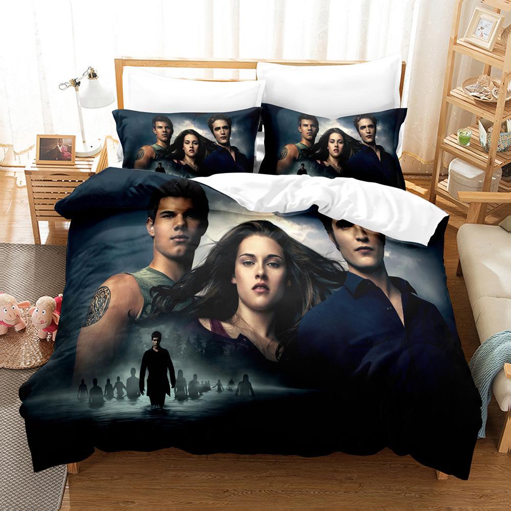 Twilight 3D Printing Three-Piece Digital Quilt Cover Home Textile Sheet Kit Active Printing And Dyeing