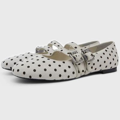 Fashion 2025 Autumn New French Style Women Flat Shoes Fashion Casual Elegant Polka Dot Shoes Mary Jane Low Heels Women Ballet Shoes