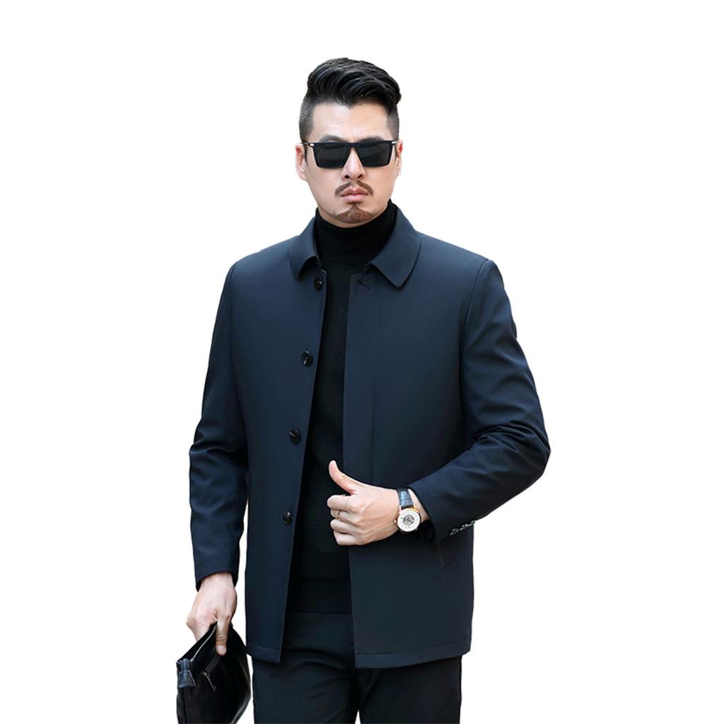 Winter Men's Down Jacket with Lapel and Detachable Inner Liner, Casual, Loose and Warm Men's Coat