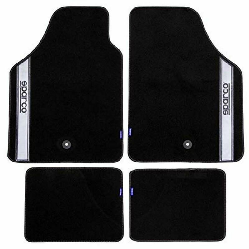 Sparco Sparco Car Mat Set Black/Silver Silver Grey Carpet (4 Pcs)