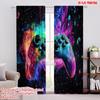 2D Flat Printing 2Pcs Curtain Gaming Room Curtains Gamer Game Windows Drapes Colorful Galaxy Nebula Window Suitable For Living