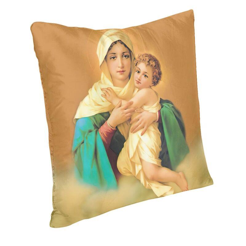 Virgin Of Guadalupe Square Pillow Cover Home Decorative Mexico Catholic Virgin Mary Cushion Cover Throw Pillow for Car Printing