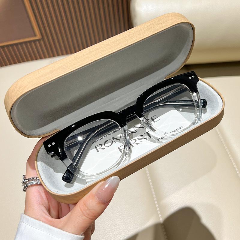 Vintage Large Frame Plain Glasses Fashionable Square Frames Premium Feeling Simple HD Anti-Blue Light Glasses Eye Protection
