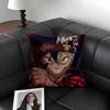 B-Black C-Clover Anime Cushion Cover Natural Linen Organic Fabric Double-Sided Printing Sofa Home Decor Gift Pillow Case