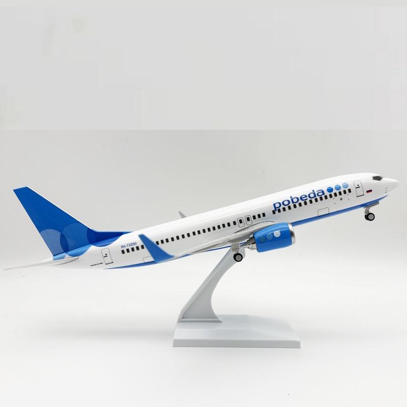 1/240 Scale 30cm Diecast Resin Airplane B737 Russia Victory Airways Model with Landing Gear Finished Pobeda Plane Model