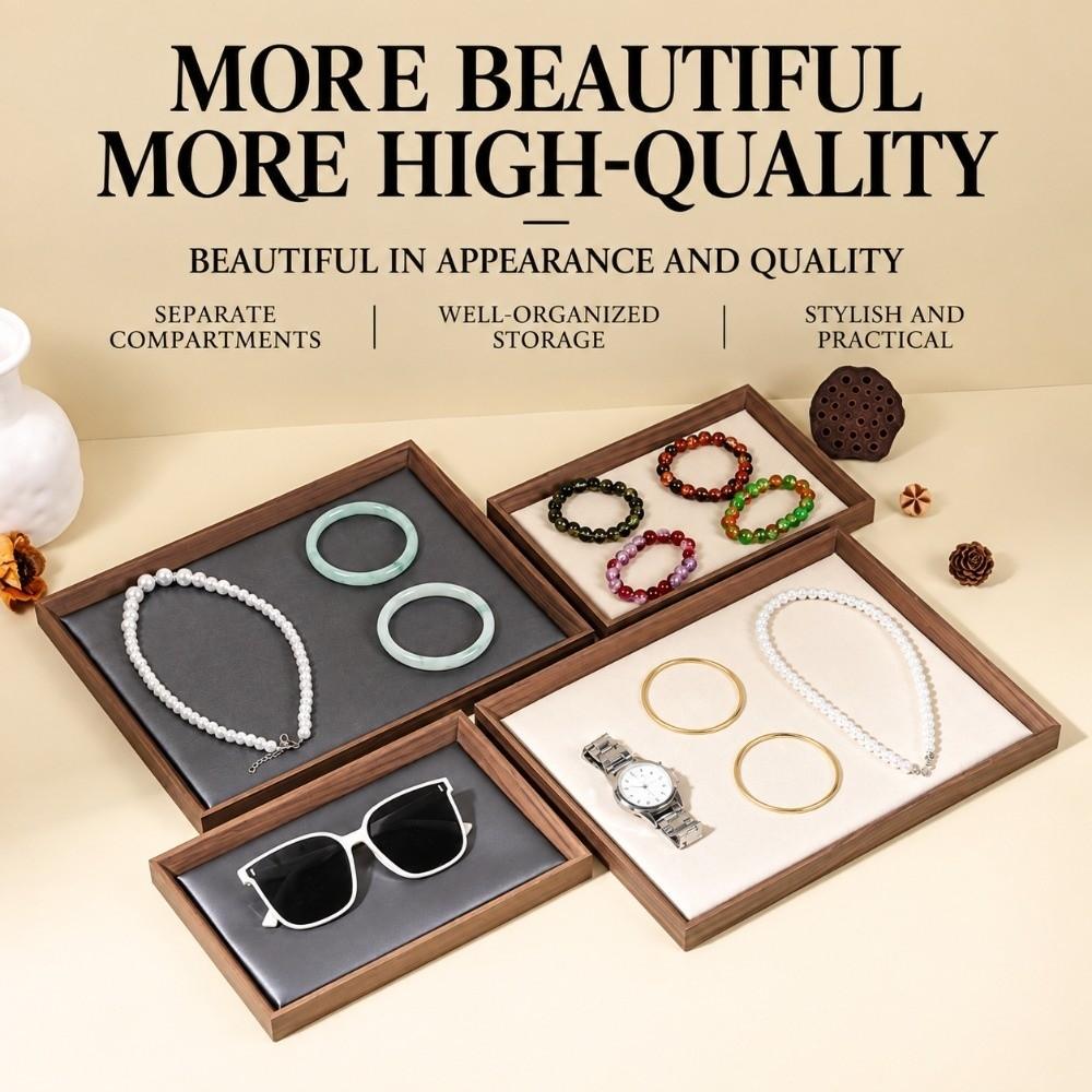 Black Walnut Jewelry Tray Minimalist Design Wood Grain Platter Display Tray For Dressing Table