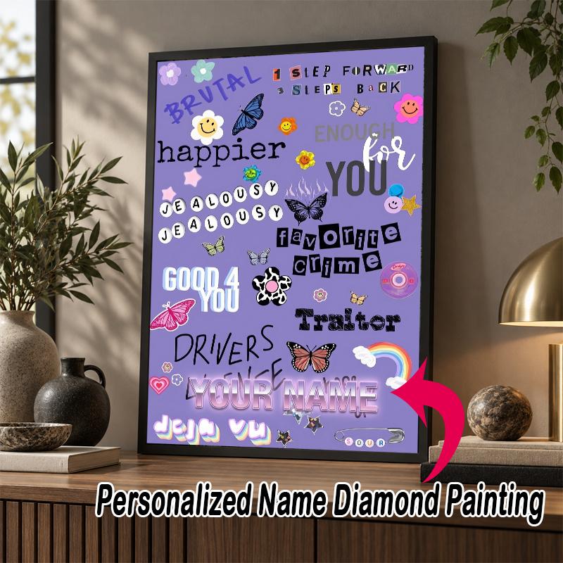 Custom Name Olivia Rodrigo 5D Diamond Painting Personalized Full Drill Diamond Art Kit Gift