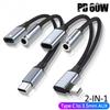 Type C To 3 5mm PD 60W USB AUX Cable Converter with 2 In 1 Headphone Jack Adapter Audio Cable for Huawei Earphone
