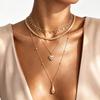 N14155 Cross-border Sweet-and-Cool Instagram-Style Heart-Shaped Waterdrop Pendant Necklace Set Elegant Layered Multi-Strand