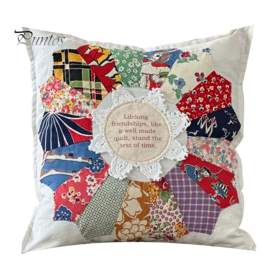 

Подушка с цитатами о дружбе, ретро-дизайн, лоскутное кружево, декор для спальни, гостиной, дивана, декоративный подарок с письменным сообщением B