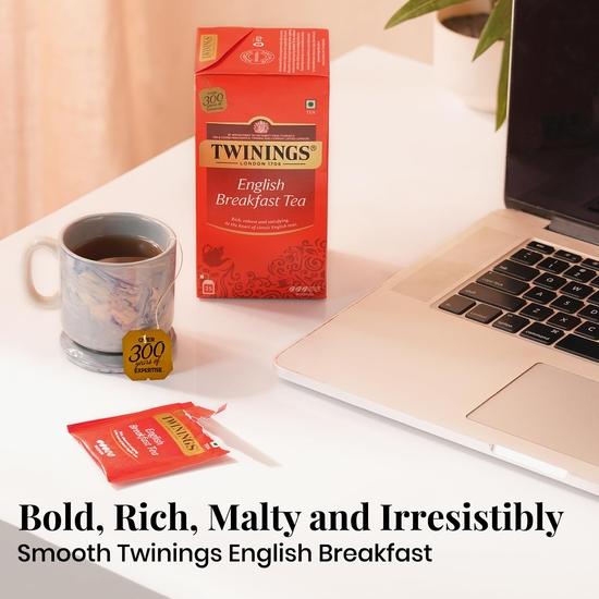Twinings English Breakfast Tea, 25 čajových sáčků | Balení 1 ks | Anglická klasická řada | Prémiový černý čaj | Střední síla