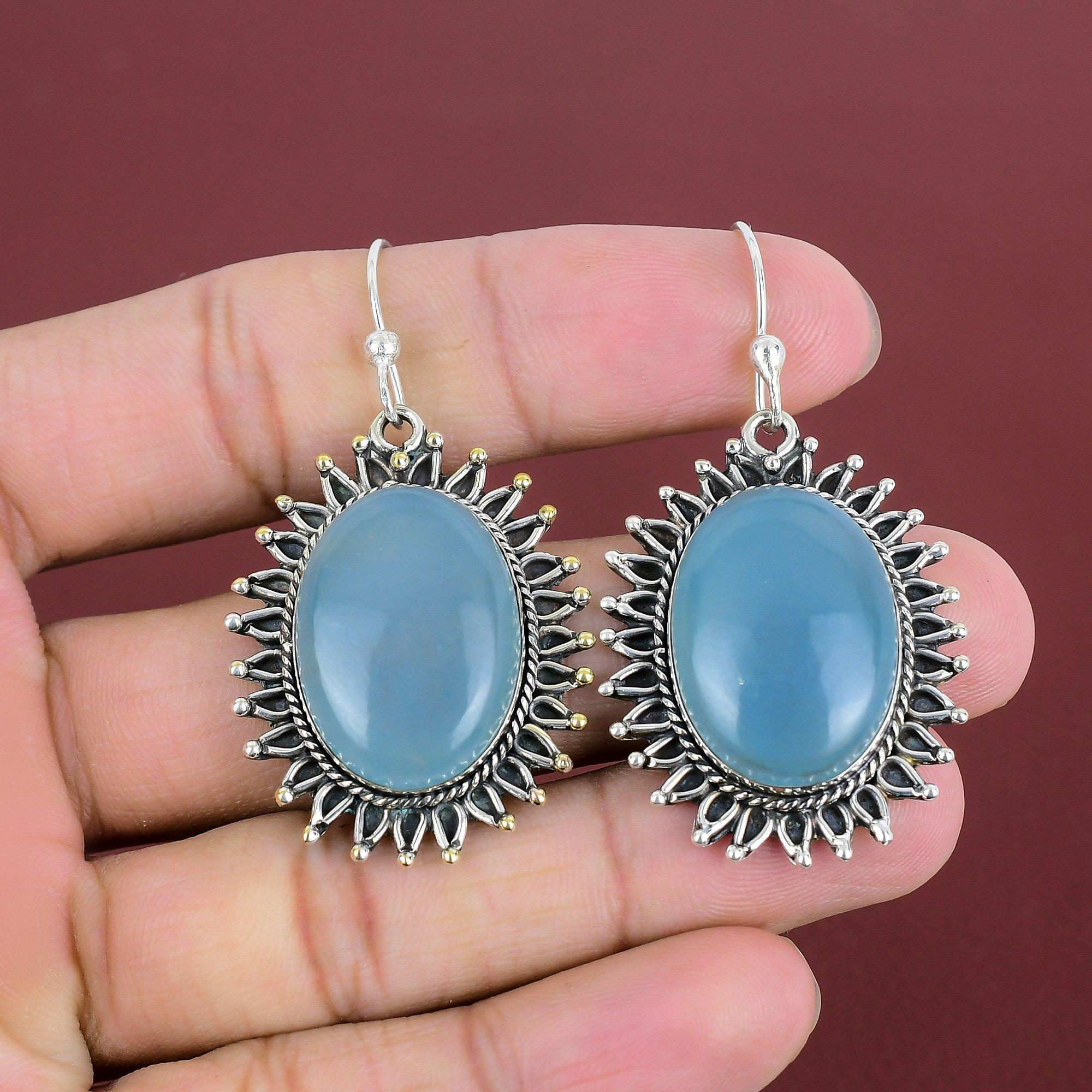 Серьги с аквамарином, серьги с драгоценными камнями, достойные ювелирные изделия, серьги из стерлингового серебра 925 пробы, серьги ручной работы, ювелирные изделия с аквамарином, уникальные серьги для подарков