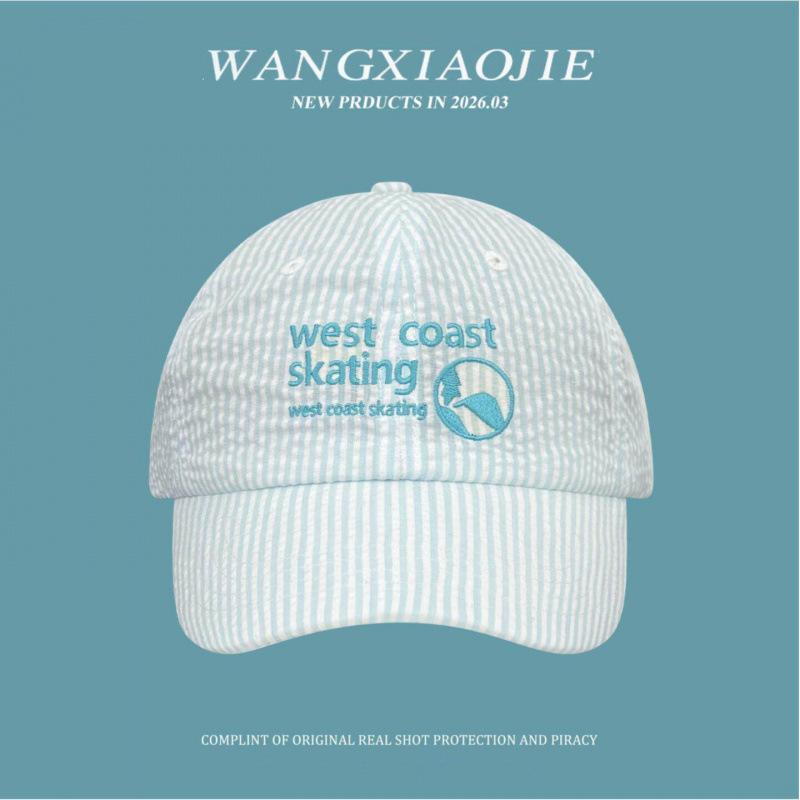 Striped letter embroidered baseball cap women's spring new summer thin breathable sunshade cap tide