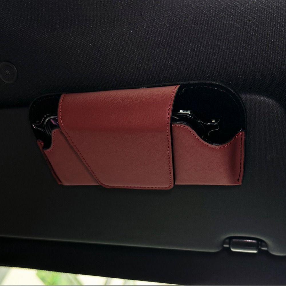 PU Leder Auto Brillenetui Multifunktionale Sonnenbrillen Aufbewahrungsklammer Auto Innenraumzubehör