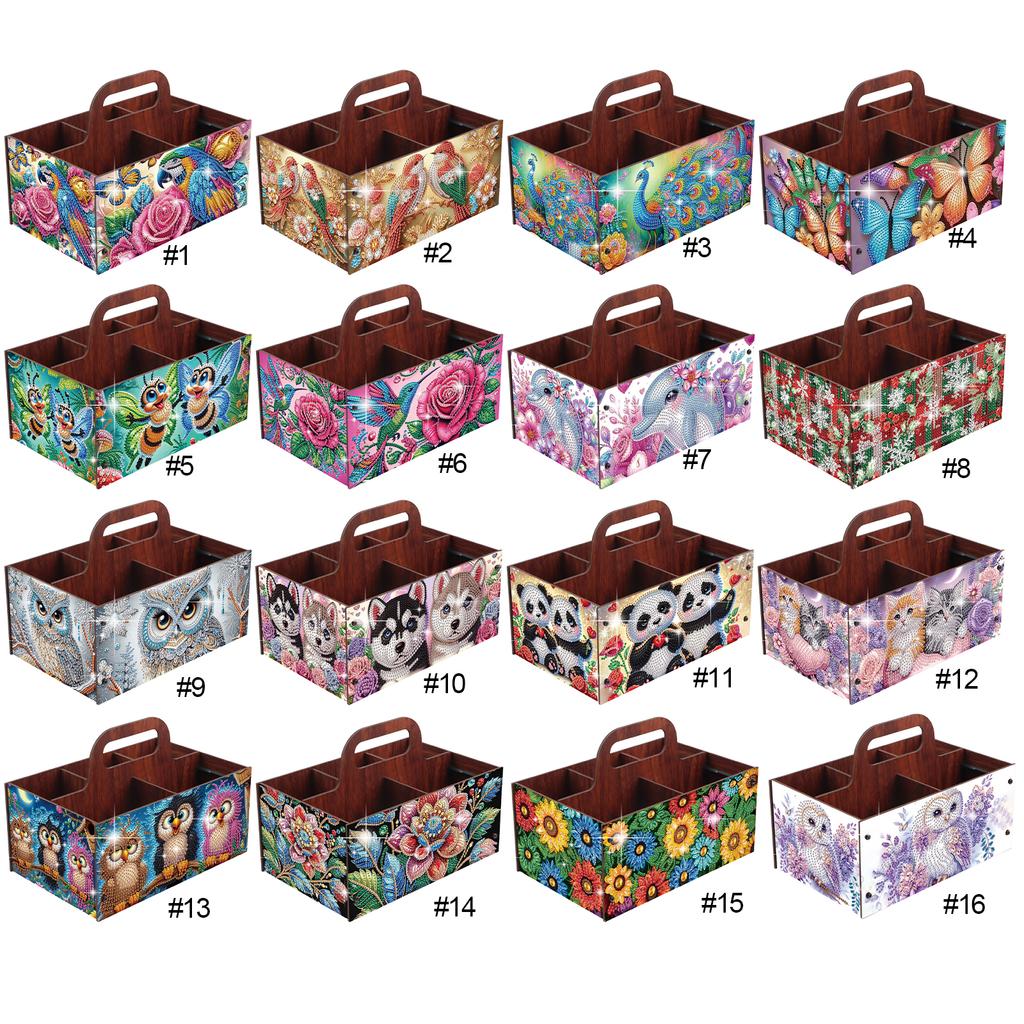 DIY Wooden Diamond Art Painting Storage Box Kit with Handheld Diamond Art Painting Holder Box for Home Office Decor Crafts Gift