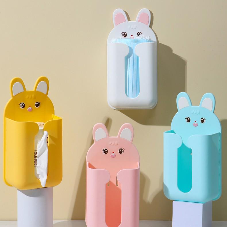 Wall-Mounted Cartoon Tissue Dispenser: No-Punch Tissue Box & Storage for Facial Towels, Bathroom & Kitchen Hanging Solution жёлтый