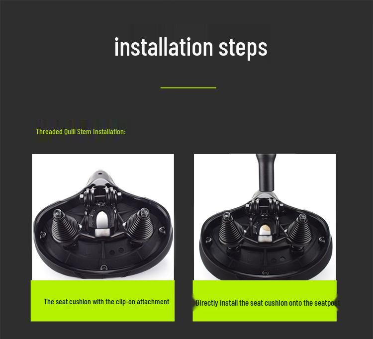 Thickened Sponge & Silicone Mountain Bike Saddle with Spring Shock Absorption for Comfort