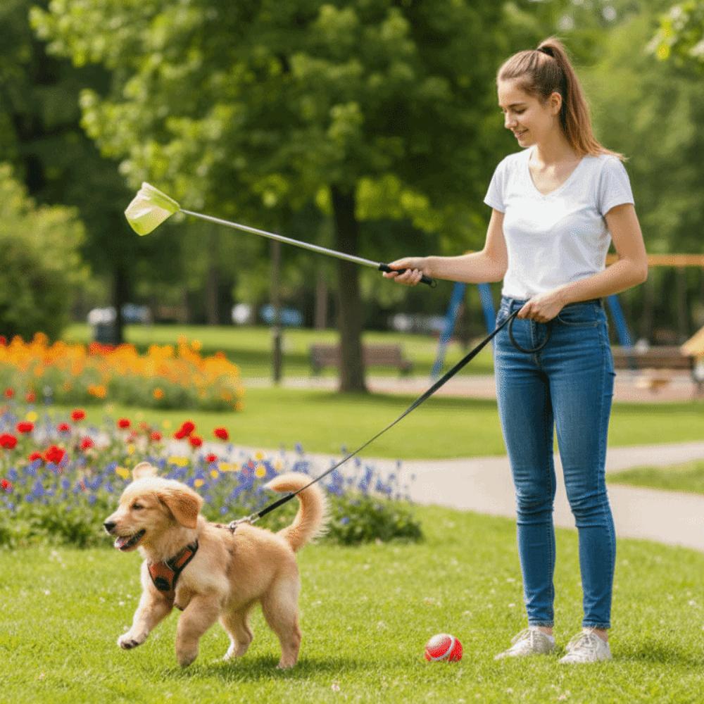Dog Feces Cleaner Foldable Pet Poop Scooper Extendable Handle Portable Dog Poop Catcher Non-Contact Cat Cleaning Tool Outdoor