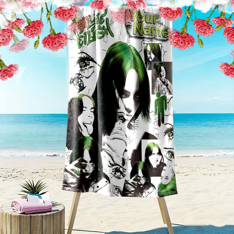 Name Custom Billie Poster Print Beach Towel, Large Soft Quick Dry Towel for Beach Camping Swimming