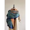 Autumn and Winter New Oil Painting Style Double-sided Jacquard Scarf Women's High-end Sense Versatile Shawl Scarf Thickened Warm Scarf