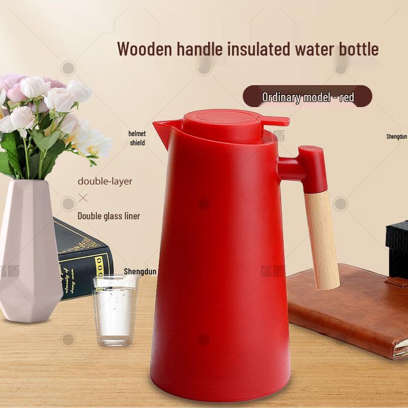 

Kuidun 1L Double-Layer Glass Insulated Thermos with Wood Handle