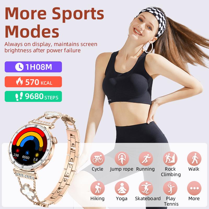 Voice Calling Smart Watch Fashion Diamond Lady Wristwatch AMOLED Always On Display Health Monitor Women Fitness Smartwatch