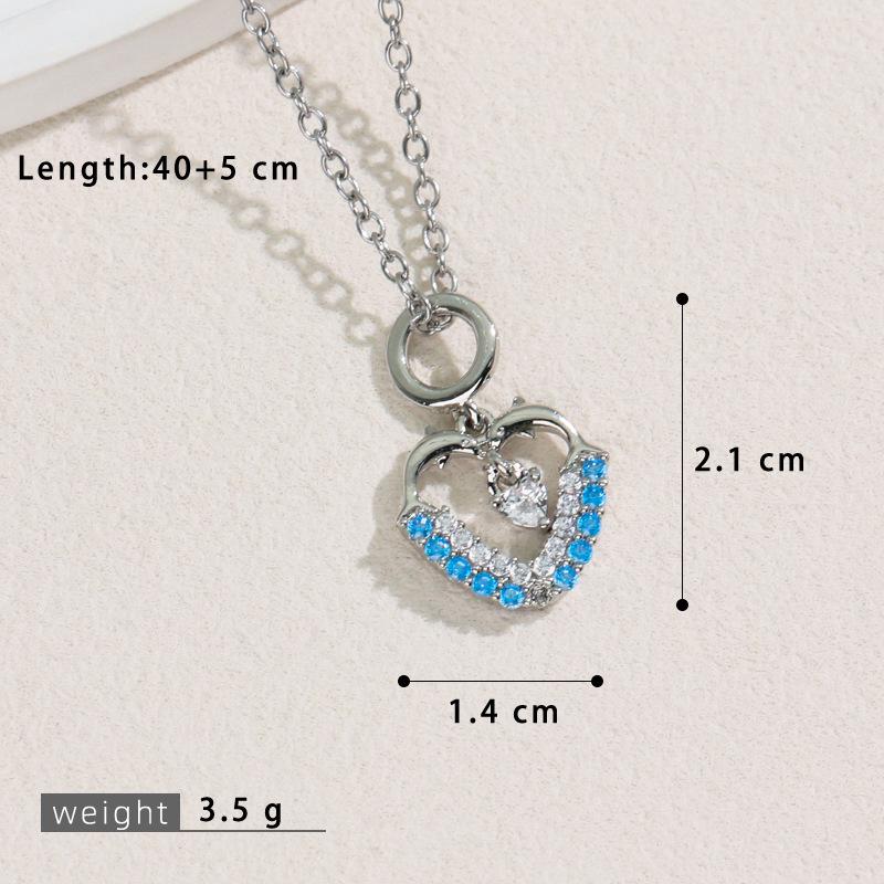 Heart-Shaped Zircon Love Pendant Necklace - Fashionable Copper Clavicle Chain