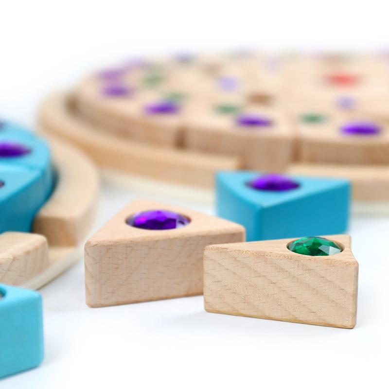 Hölzerne Mandala Diamant Bausteine Kreatives Bauen Farbkognition Kinder Frühes Lernen Lernspielzeug