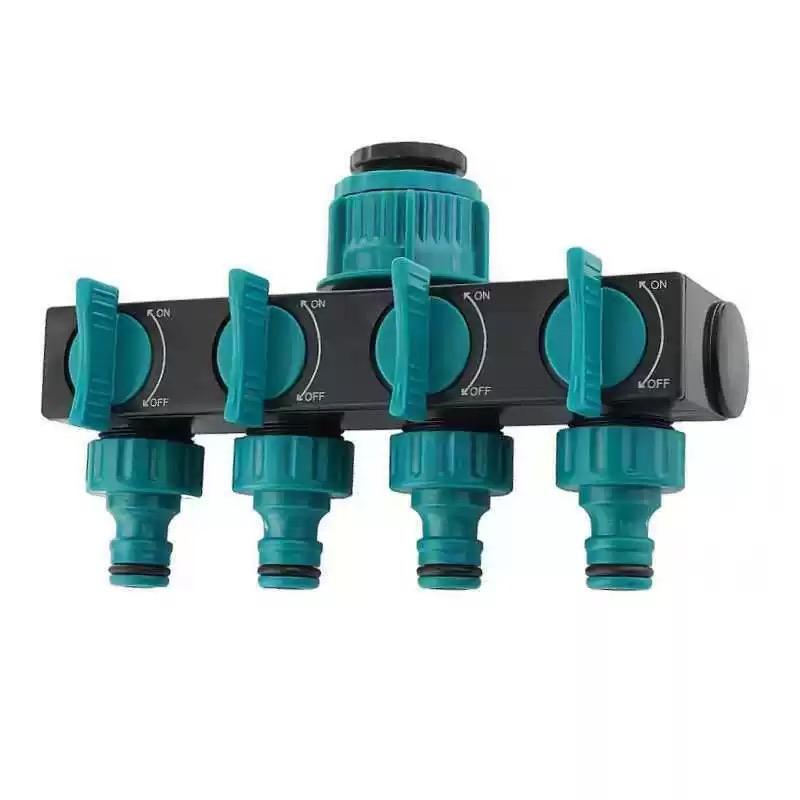 4-Way Hose Splitters 1" To 3/4" To 1/2" European Standard Female Thread Automatic Garden Watering Water Pipe 1pc
