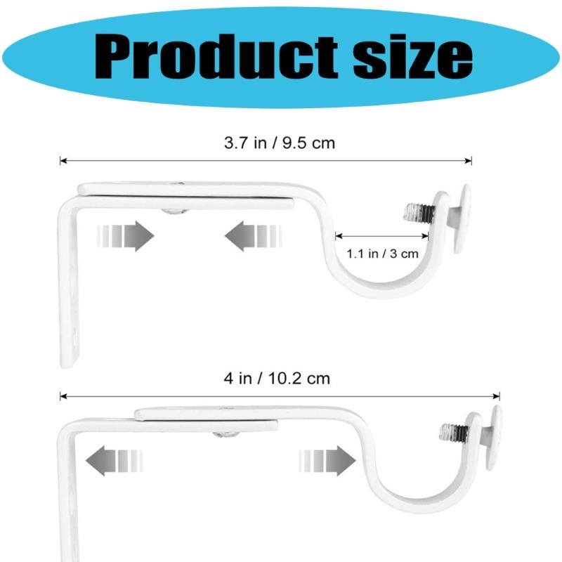 4pcs Portable Sturdy Adjustable Curtain Rod Holders Fit Rod Extending Home Accessory for Various Room Daily Use