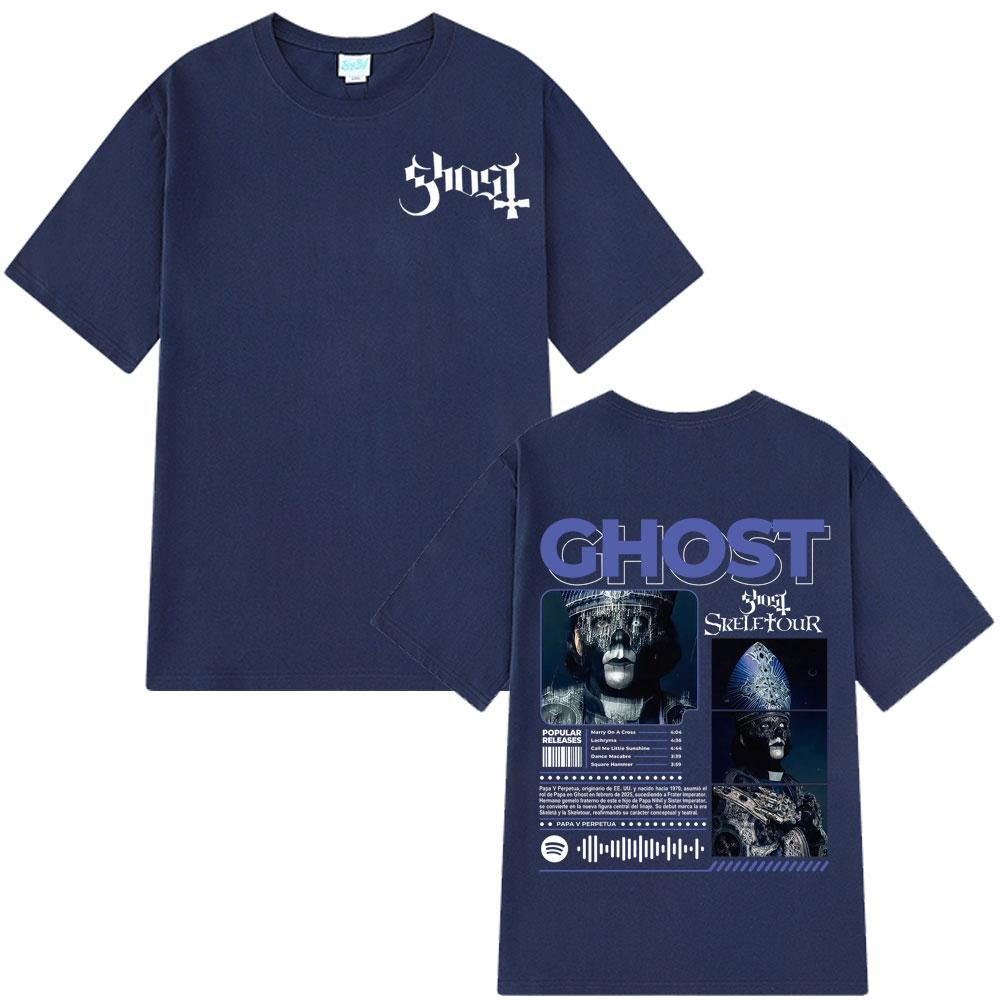 Ghost Skeletour World Tour 2025 Album Vintage Tshirt Men Women Hip-hop T-shirt Short-sleeved Gothic Punk Loose Casual T-shirts