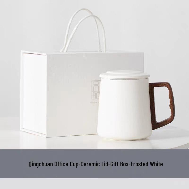 Geometric Ceramic Tea Brewing Cup with Lid and Filter