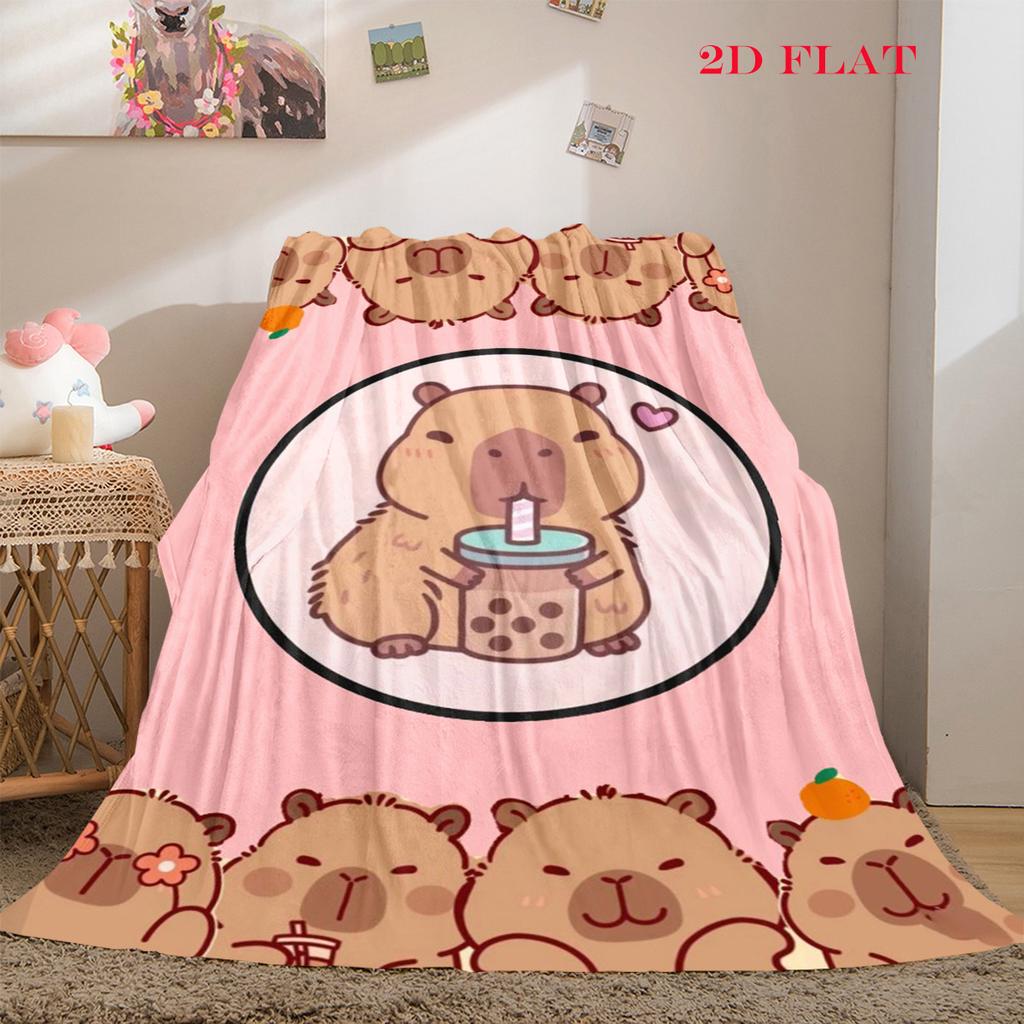 Whimsical Capybara Snacks Blanket Sofa Blanket Blanket Air Conditioning Blanket Bedroom Digital Printing
