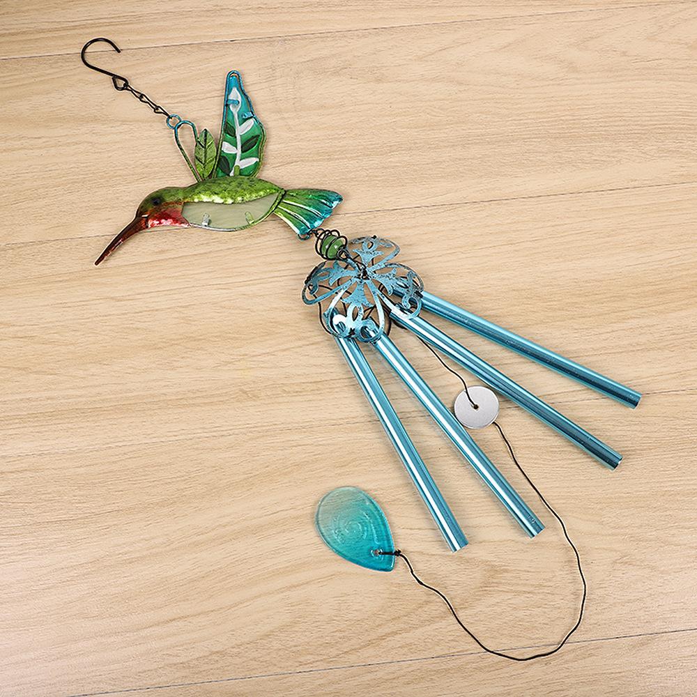 Wind Chime Hummingbirds Dragonflies Metal Glass Painted Crafts Hanging Pendants Bell Aluminum Pipe Home Courtyard Hanging Decors